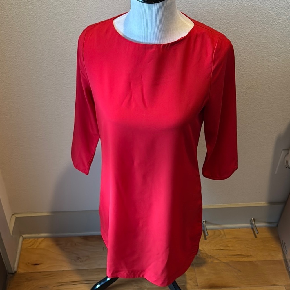 Charming Charlie red shift dress lightweight 3/4 sleeves Sz S